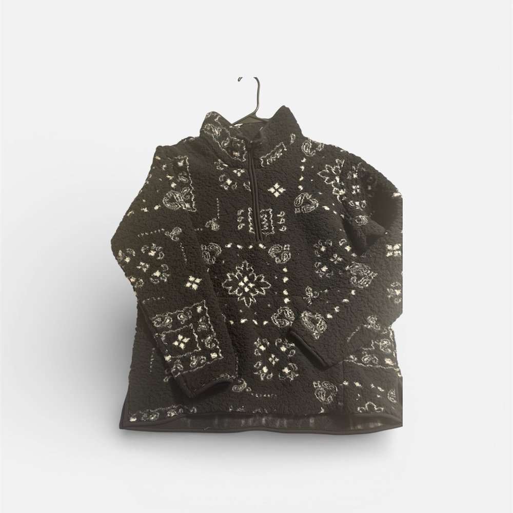 Black and White Patterned Fleece Jacket